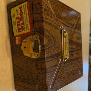 Vintage Woodgrain PORTA FILE Metal File Box!!!!